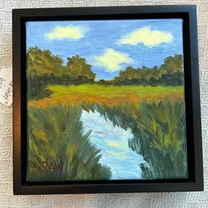 Hand painted 6X6 framed canvas